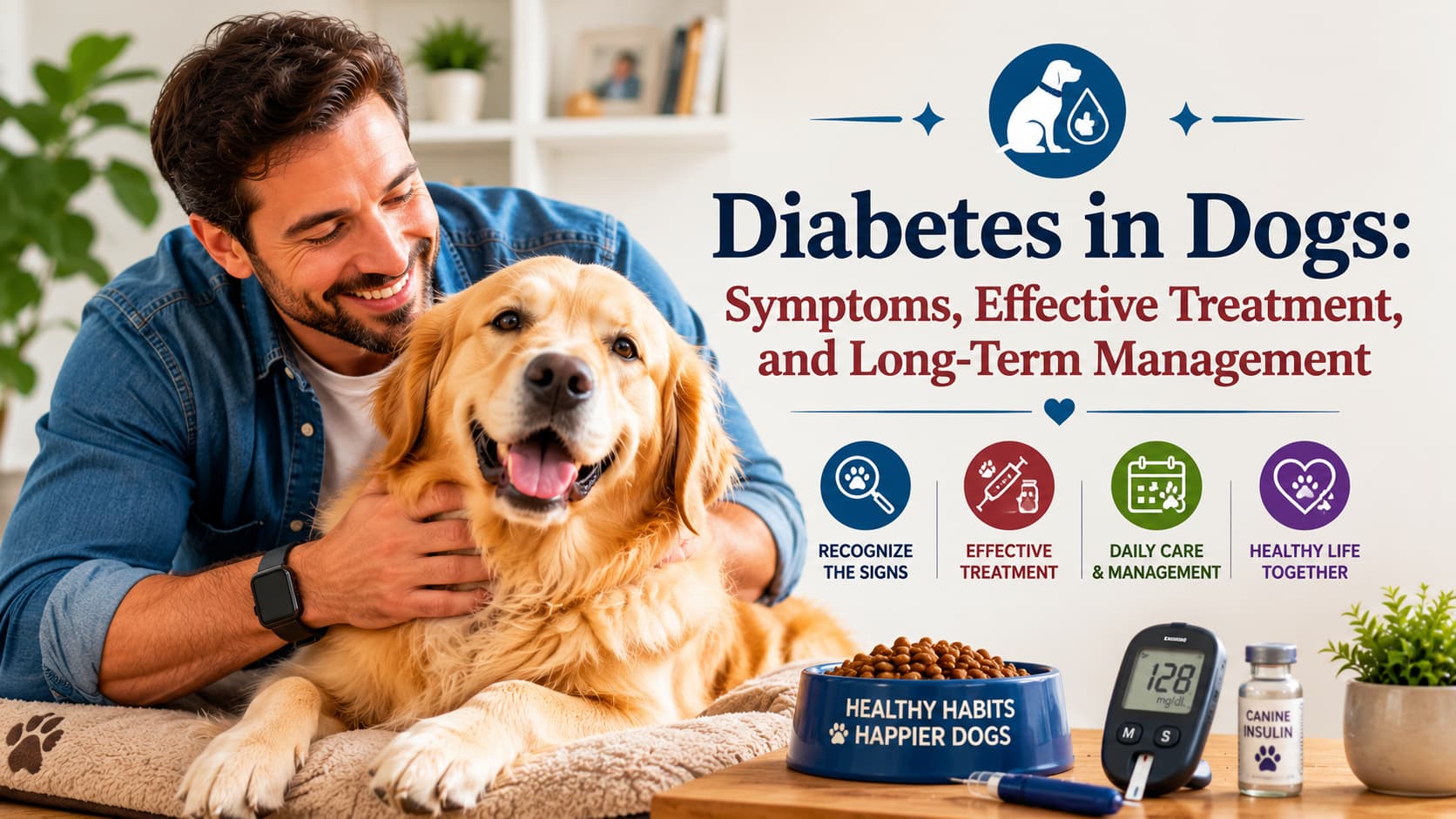 owner administering insulin injection to manage diabetes in dogs at home